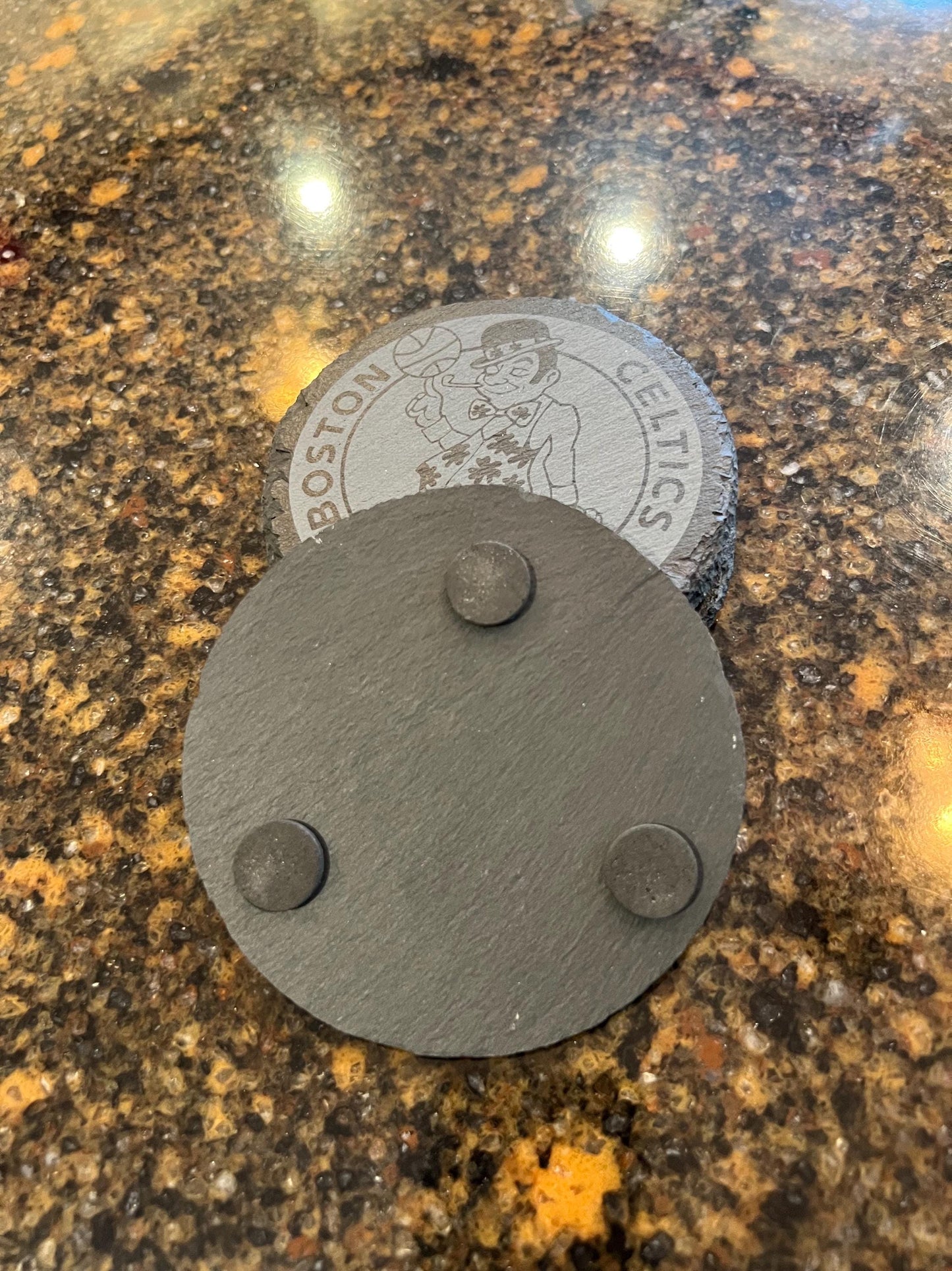 Boston Celtics - 4 Pack Slate Coasters Set - Gift for Celtics Fan - Round Slate Coasters