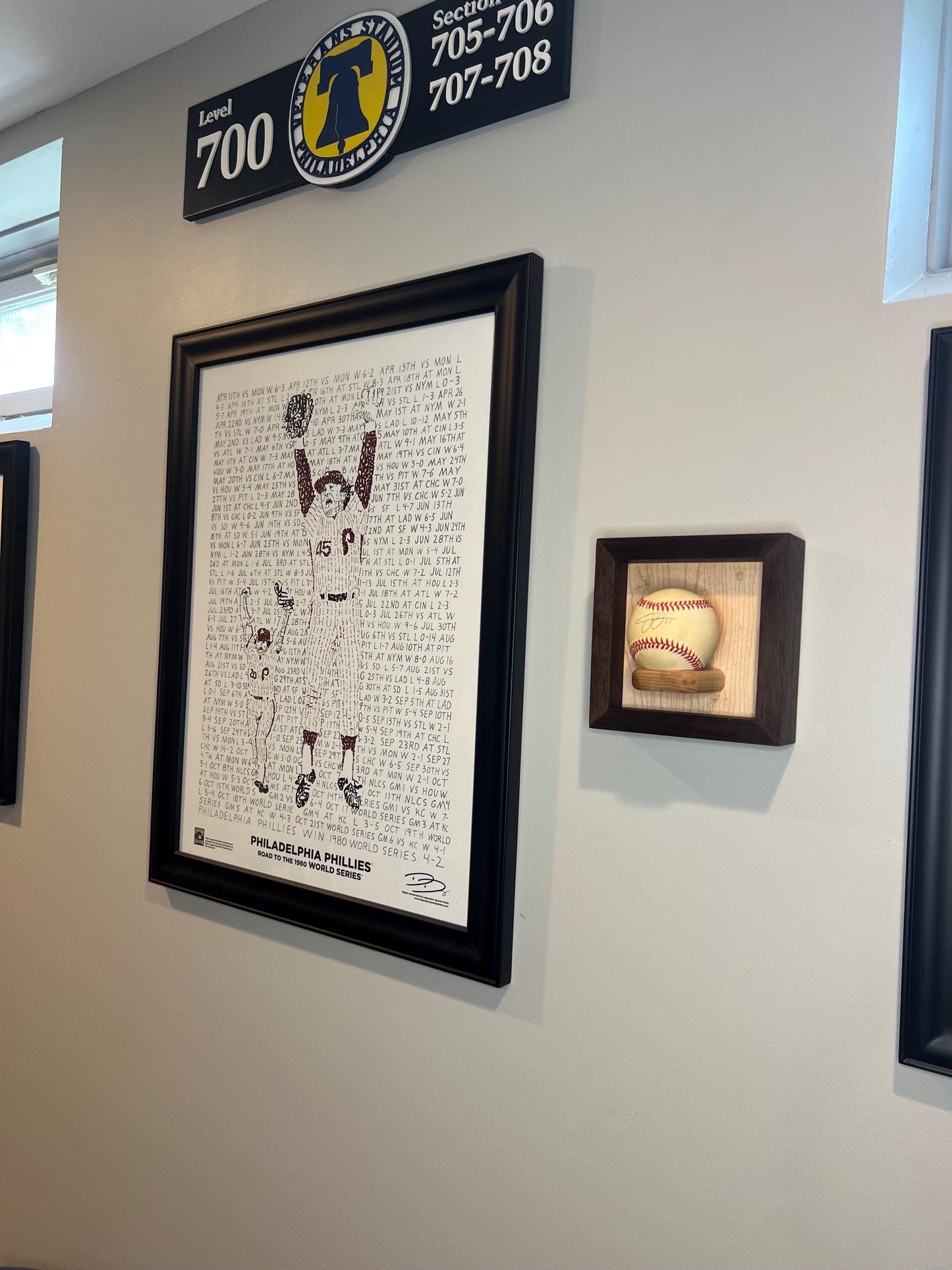 Baseball Floating Display Shelf - Wall Mounted or Freestanding - Handmade with Solid Maple and Walnut Hardwood - Autographed Ball Display