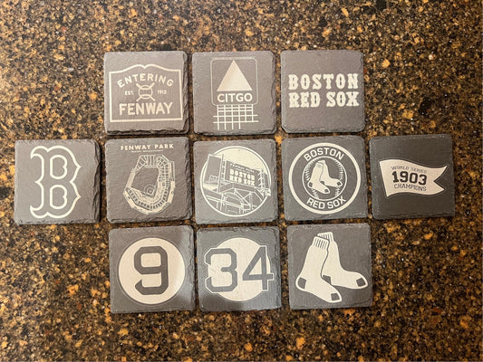 Boston Red Sox / Fenway Park - 4” Slate Coasters - Pick Your Set- Optional Holder