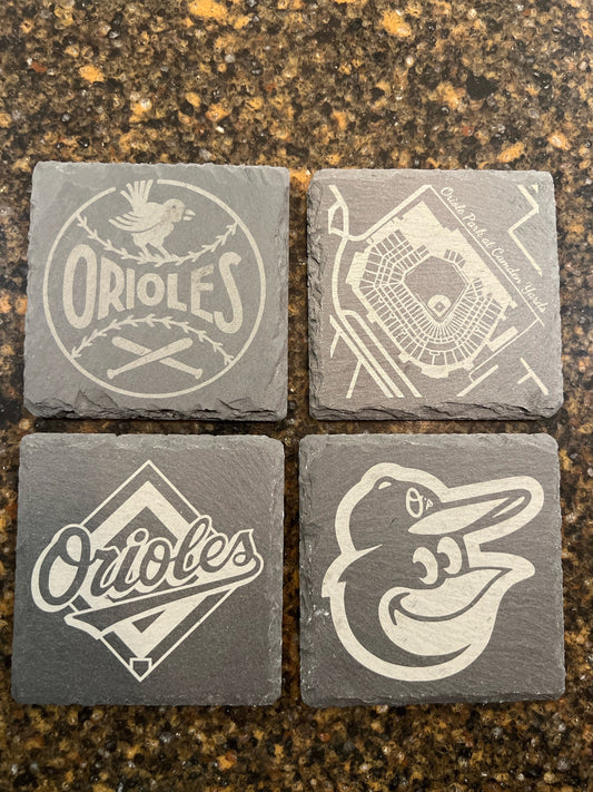 Baltimore Orioles - 4 Pack Slate Coasters Set - Oriole Park at Camden Yards